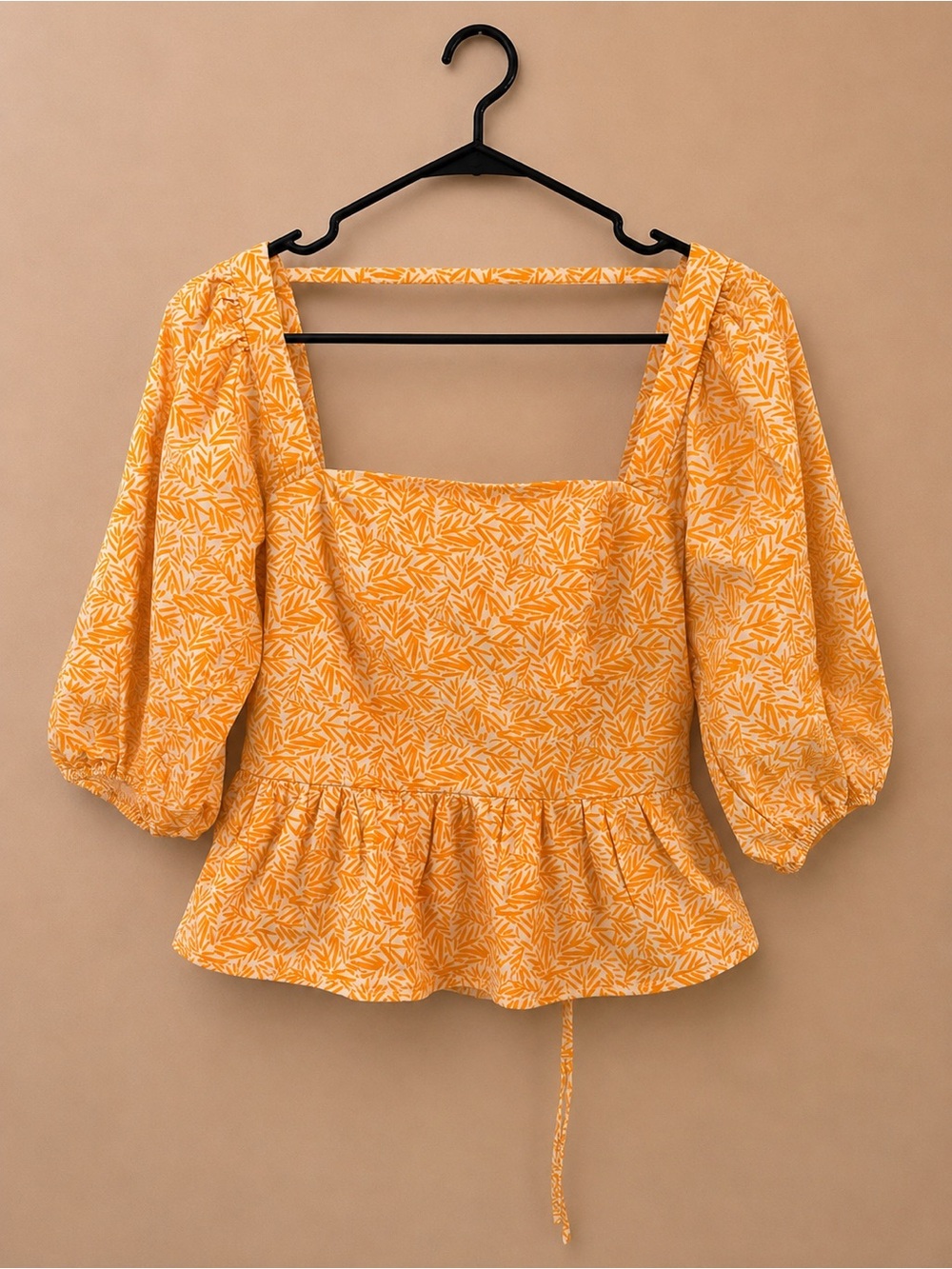 Hutch Yellow Floral Square Neck Peplum Top